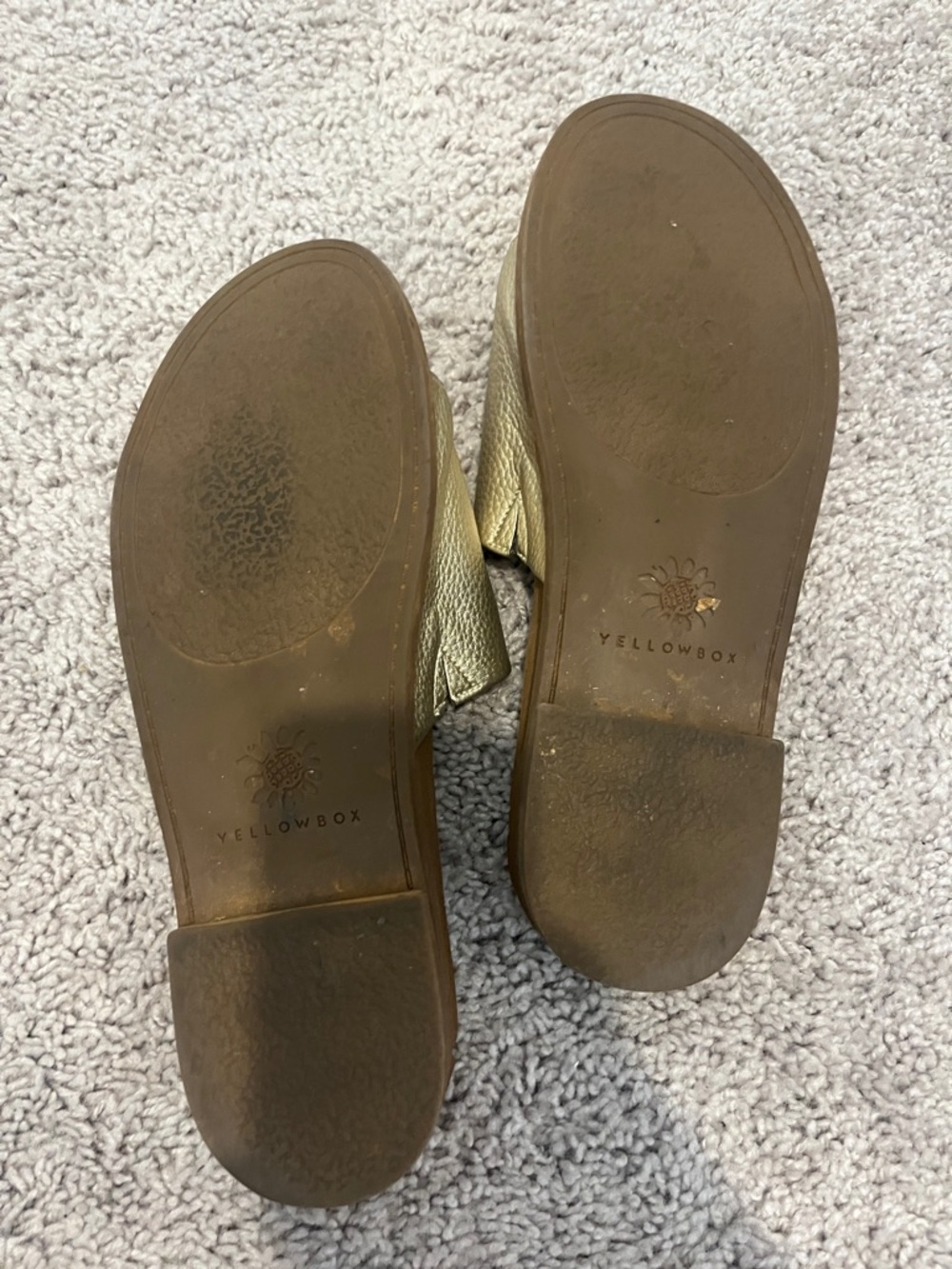 Yellow Box Metallic Gold Slide Sandals with Wide Textured Strap - Picture 4 of 6